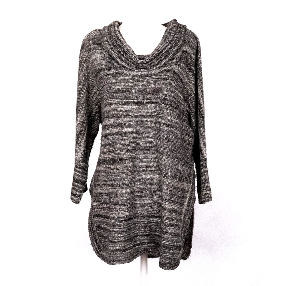 Anthropologie Field & Flower Cowl Neck Pullover Sweater SMALL Gray Cotton Blend